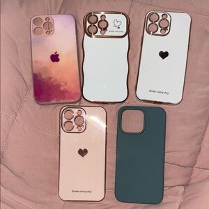 Stylish Phone Case Set - Pink, White, Green